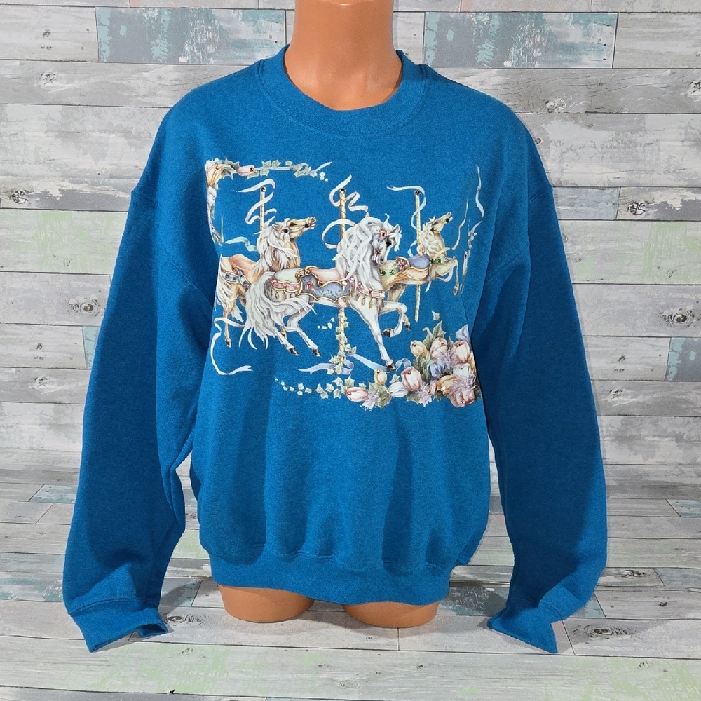 Vintage Bling Carousel Crew Sweatshirt Sz Medium